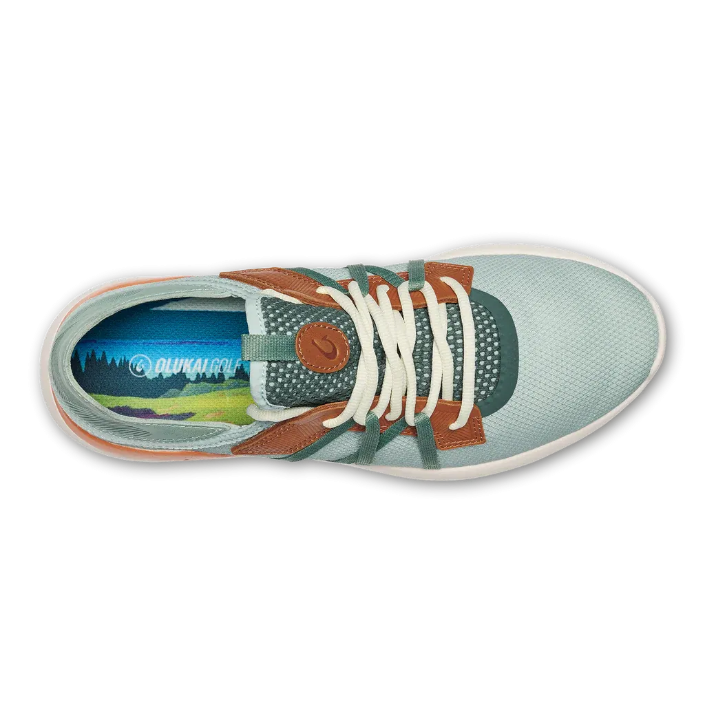 Olukai Men's Kapalua Golf Shoes- Pale Moss/ Molten Orange