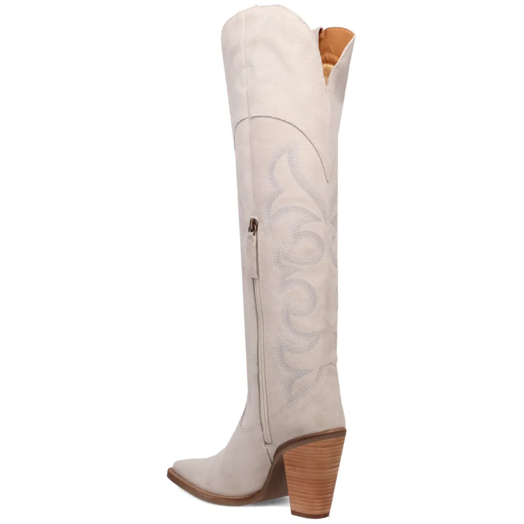 Online Exclusive | Dingo | Primadonna Suede Leather Boot in White **PREORDER