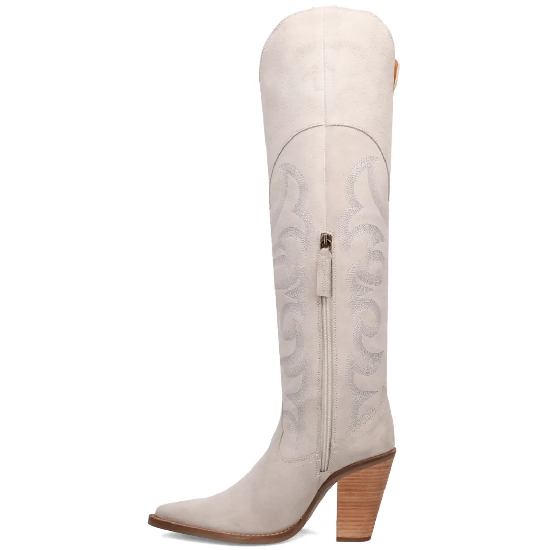 Online Exclusive | Dingo | Primadonna Suede Leather Boot in White **PREORDER