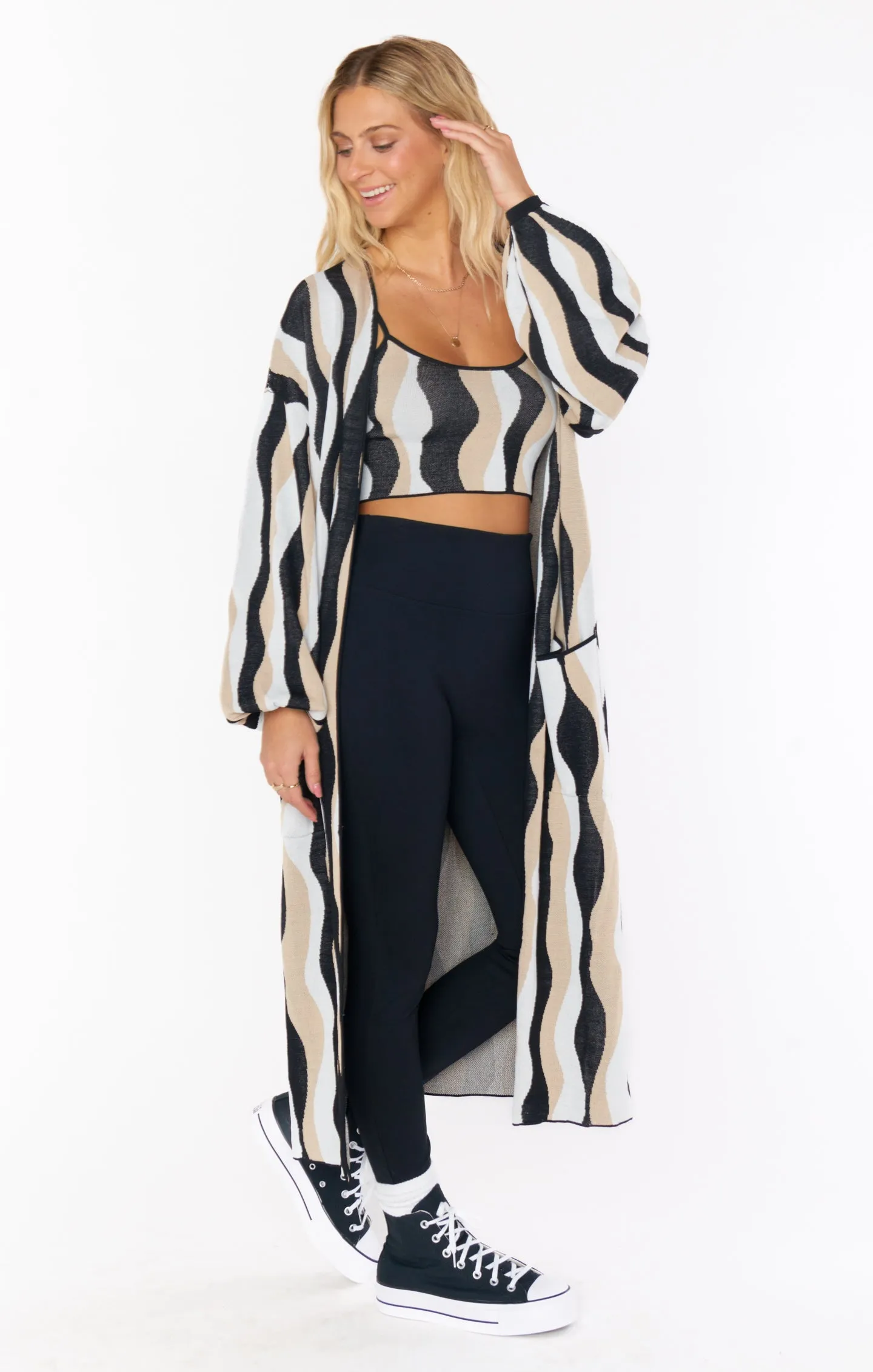 Out and About Cardi ~ Squiggle Stripe Knit