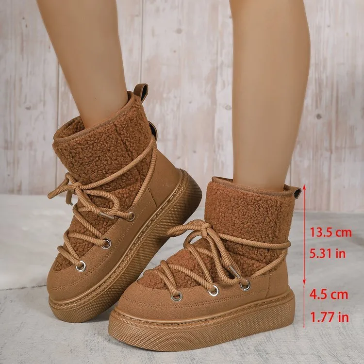 Plus Size Platform Cross Strap Snow Boots