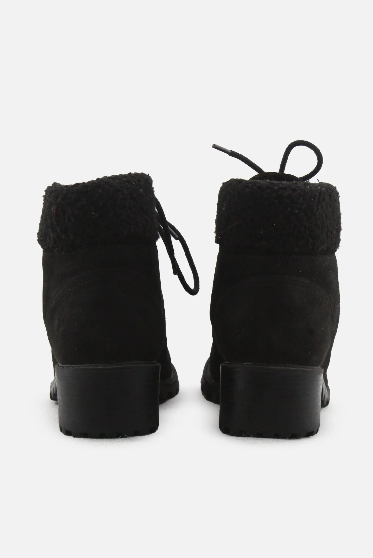 Primark Laces Block Heels Snow Ankle Boots | Suede