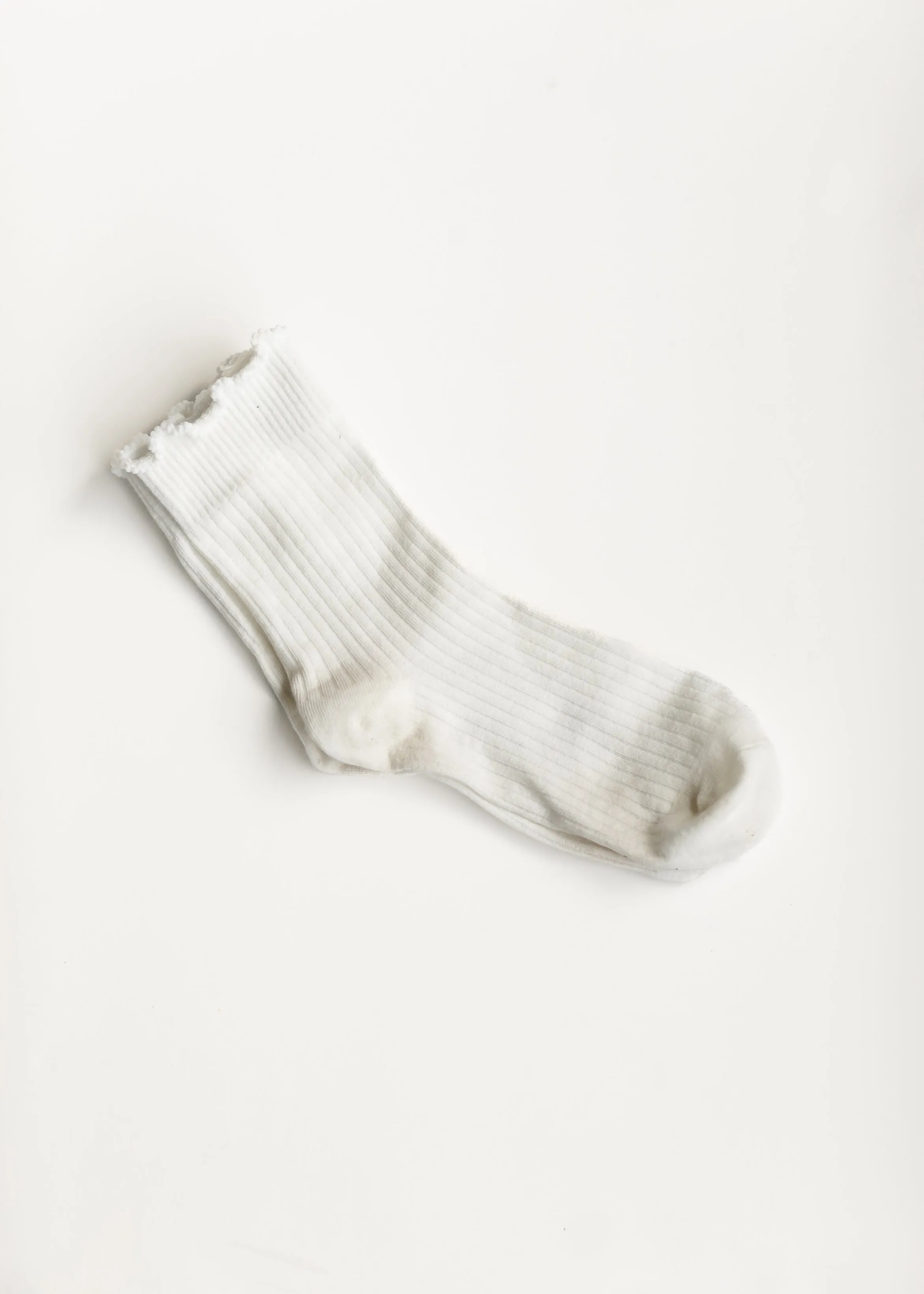 Ribbed Ruffle Cuff Calf Socks