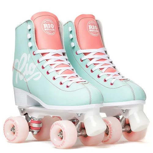 Rio Roller - Script Skates - Teal / Coral