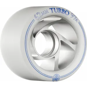 Rollerbones Turbo Wheel Clear Aluminum Hub 97a - White (Set of 8)