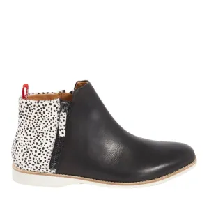 Rollie Side Zip Boot - Black-Snow Leopard