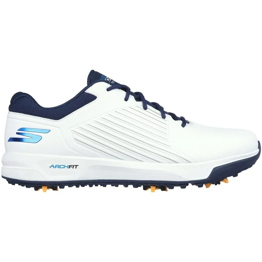 Skechers Go Golf Elite Vortex Spiked Waterproof Shoes - White/Navy/Blue