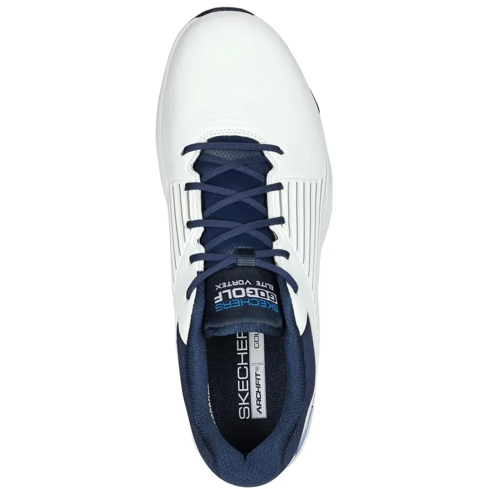 Skechers Go Golf Elite Vortex Spiked Waterproof Shoes - White/Navy/Blue