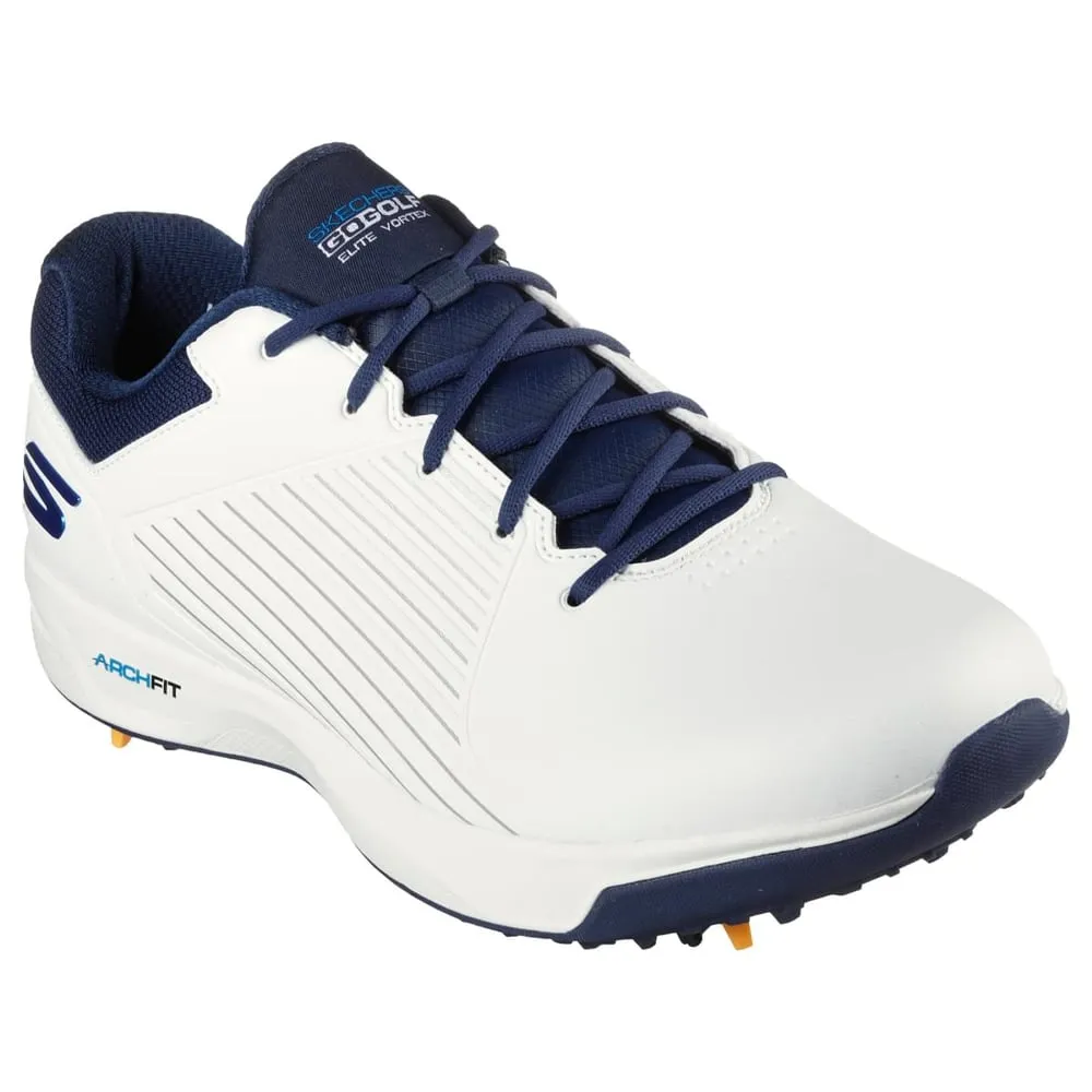 Skechers Go Golf Elite Vortex Spiked Waterproof Shoes - White/Navy/Blue