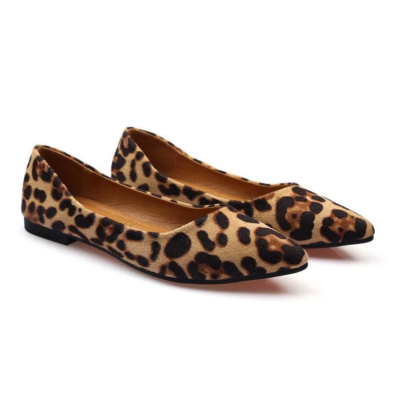 Suede Leopard  Point Toe Flats