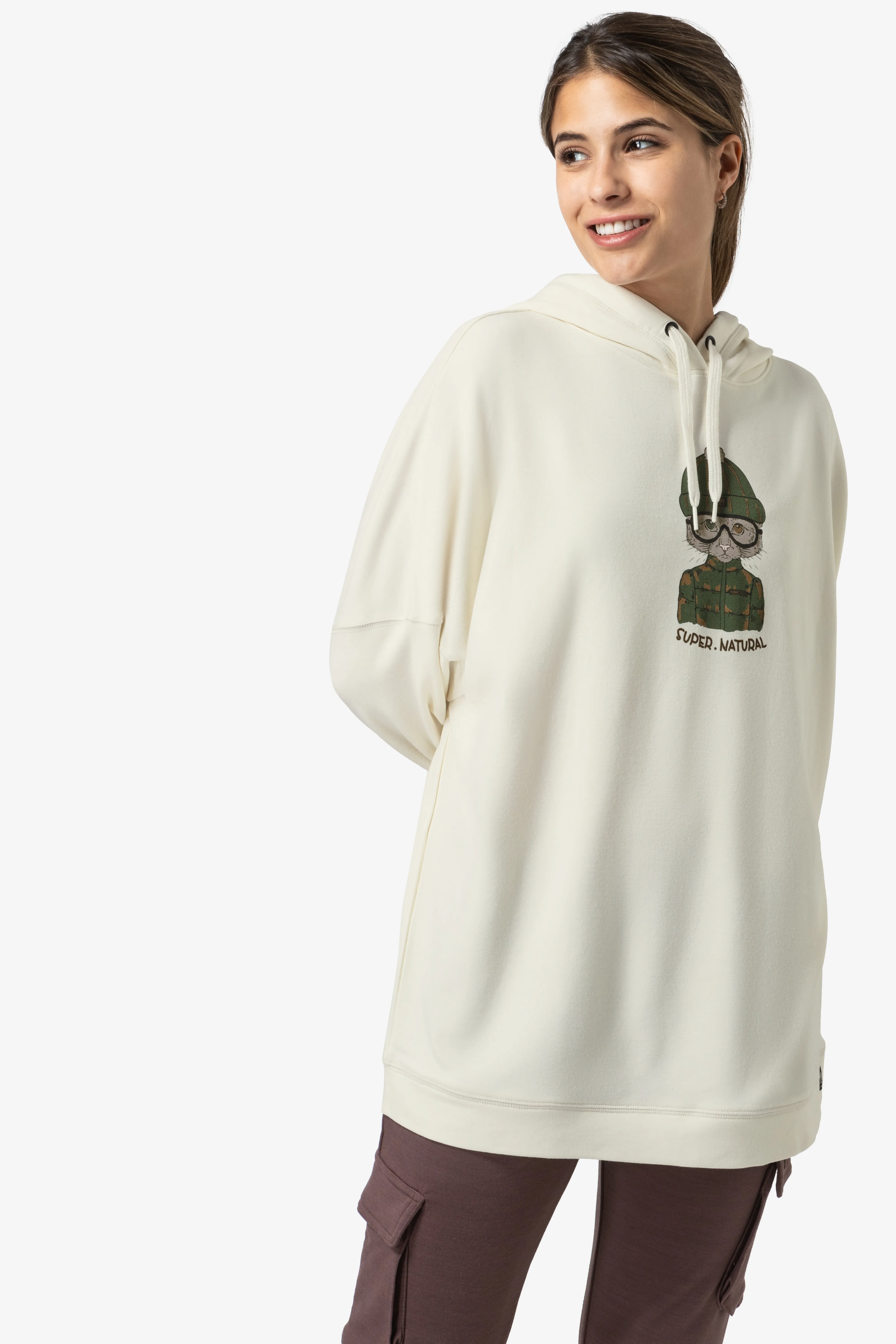 super.natural Women&#x27;s Snow Cat Hoodie Fresh White/Various | Buy super.natural Women&#x27;s Snow Cat Hoodie Fresh White/Various here | Outnorth