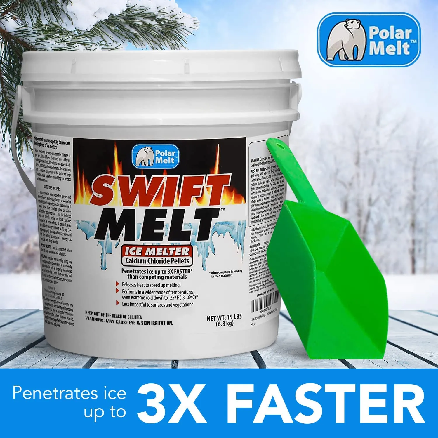 Swift Melt Calcium Chloride Snow and Ice Melter, 15lb