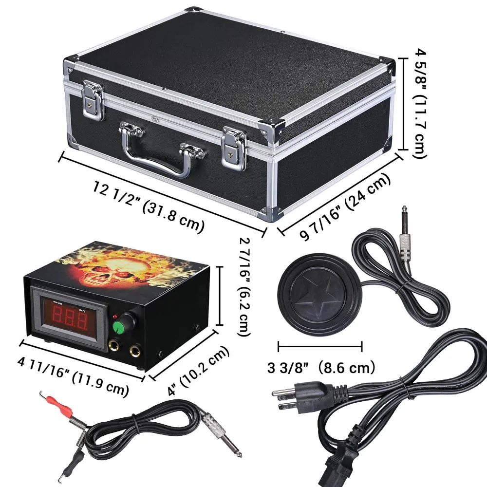 TheLAShop Tattoo Kit 4 Machine LCD Power Supply 40 Ink w/ Case