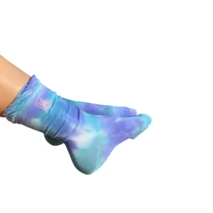 Tie Dye Sock & Scrunchie Set - Aqua Purple