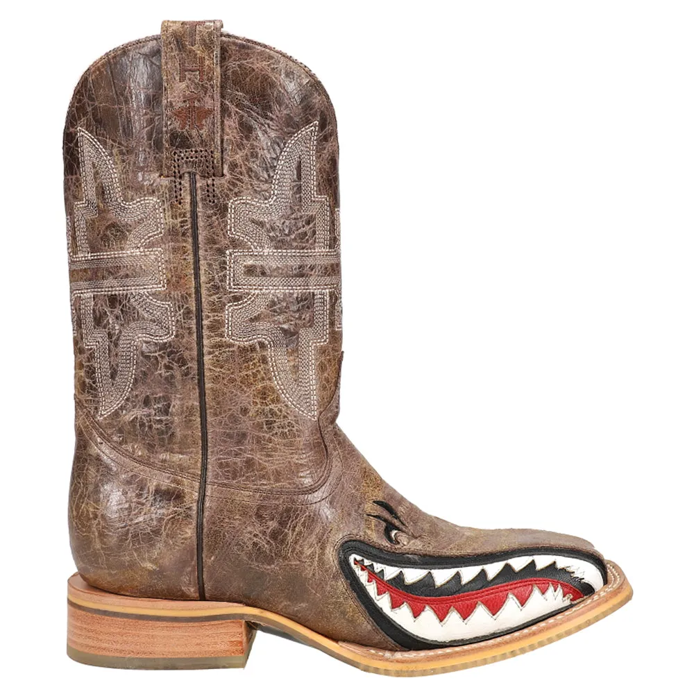 Toastin a Gnarly Shark Square Toe Cowboy Boots