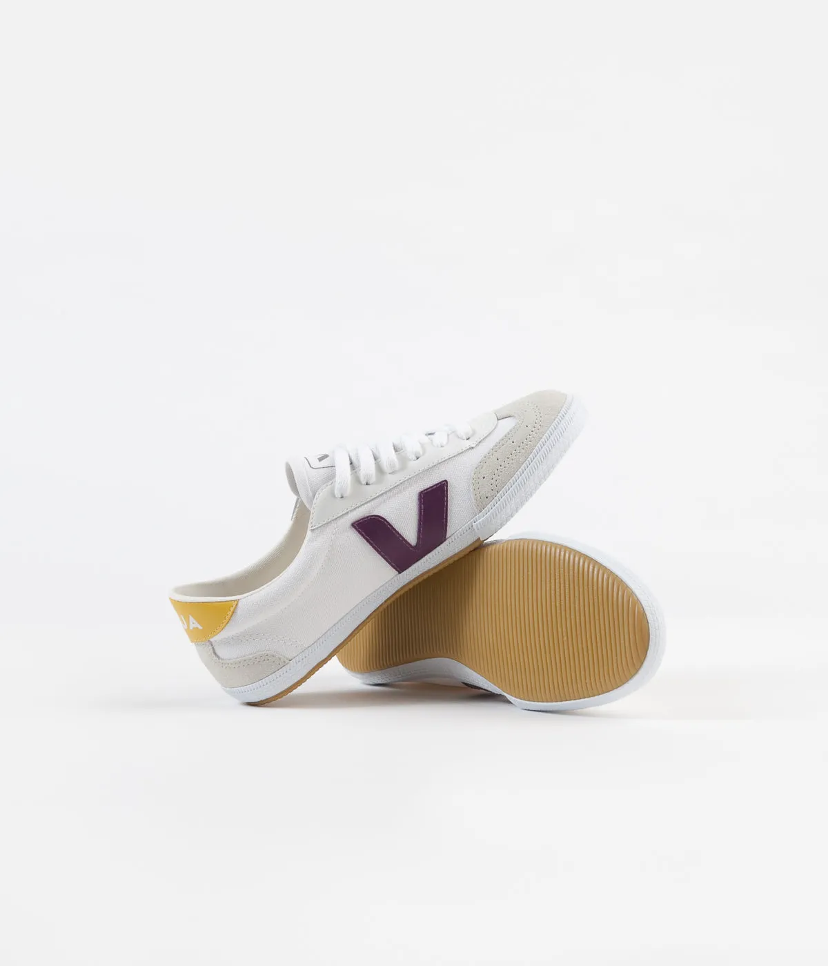 Veja Womens Volley Canvas Shoes - White / Berry / Gold / Yellow