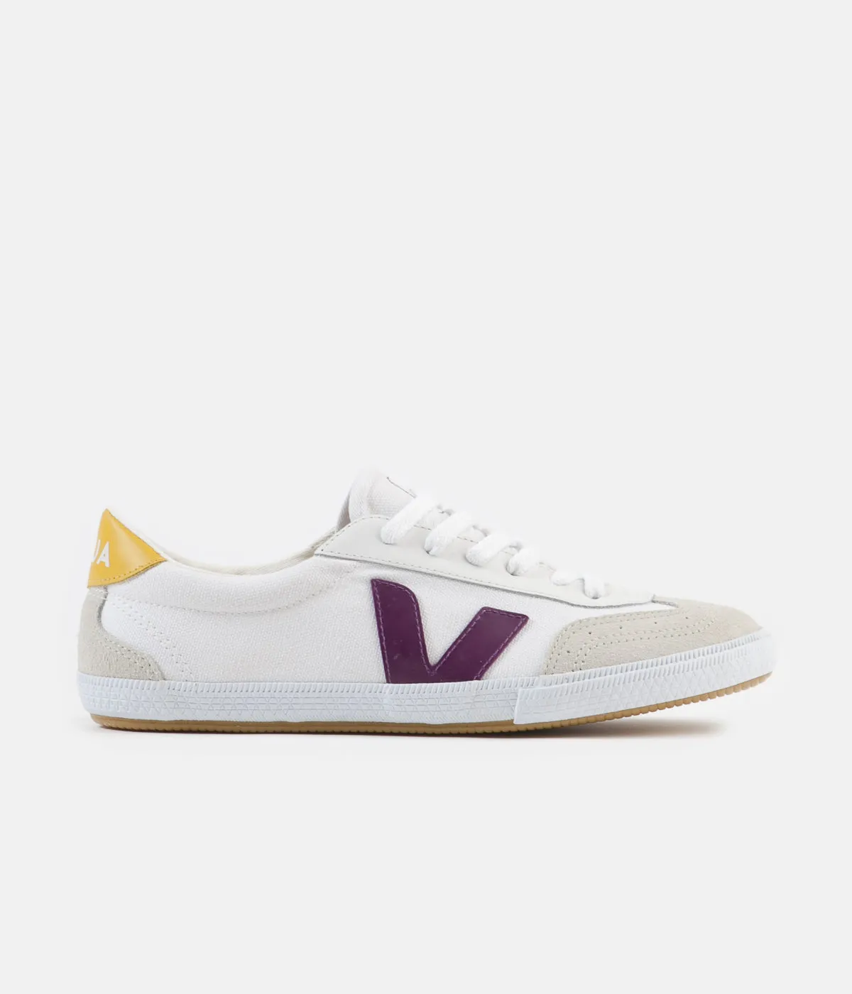 Veja Womens Volley Canvas Shoes - White / Berry / Gold / Yellow