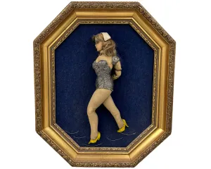 Vintage 1950s Stockinette Boudoir Doll Show Girl 3D Picture Wall Decor