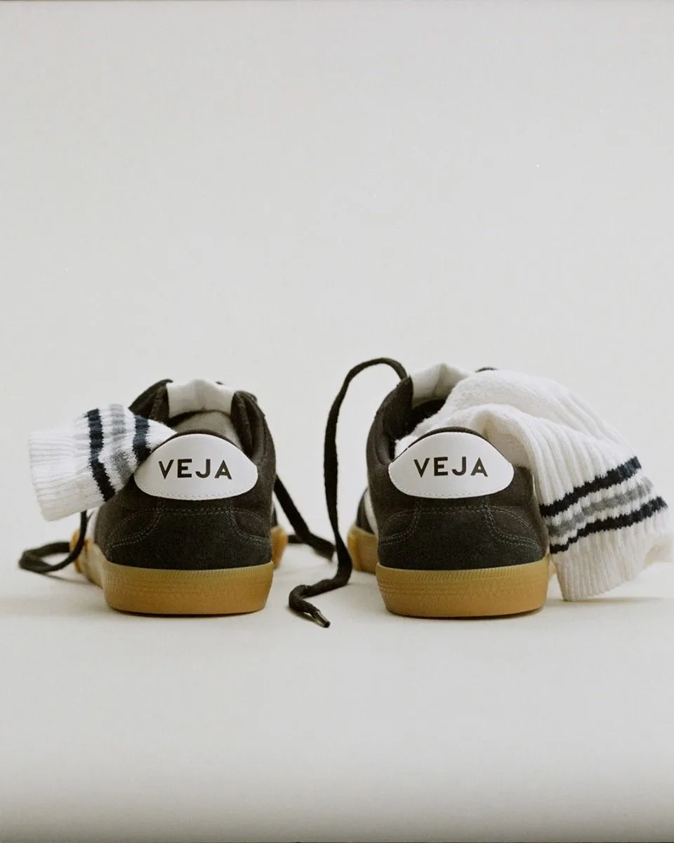 Volley Canvas Sneaker in Black / White / Natural