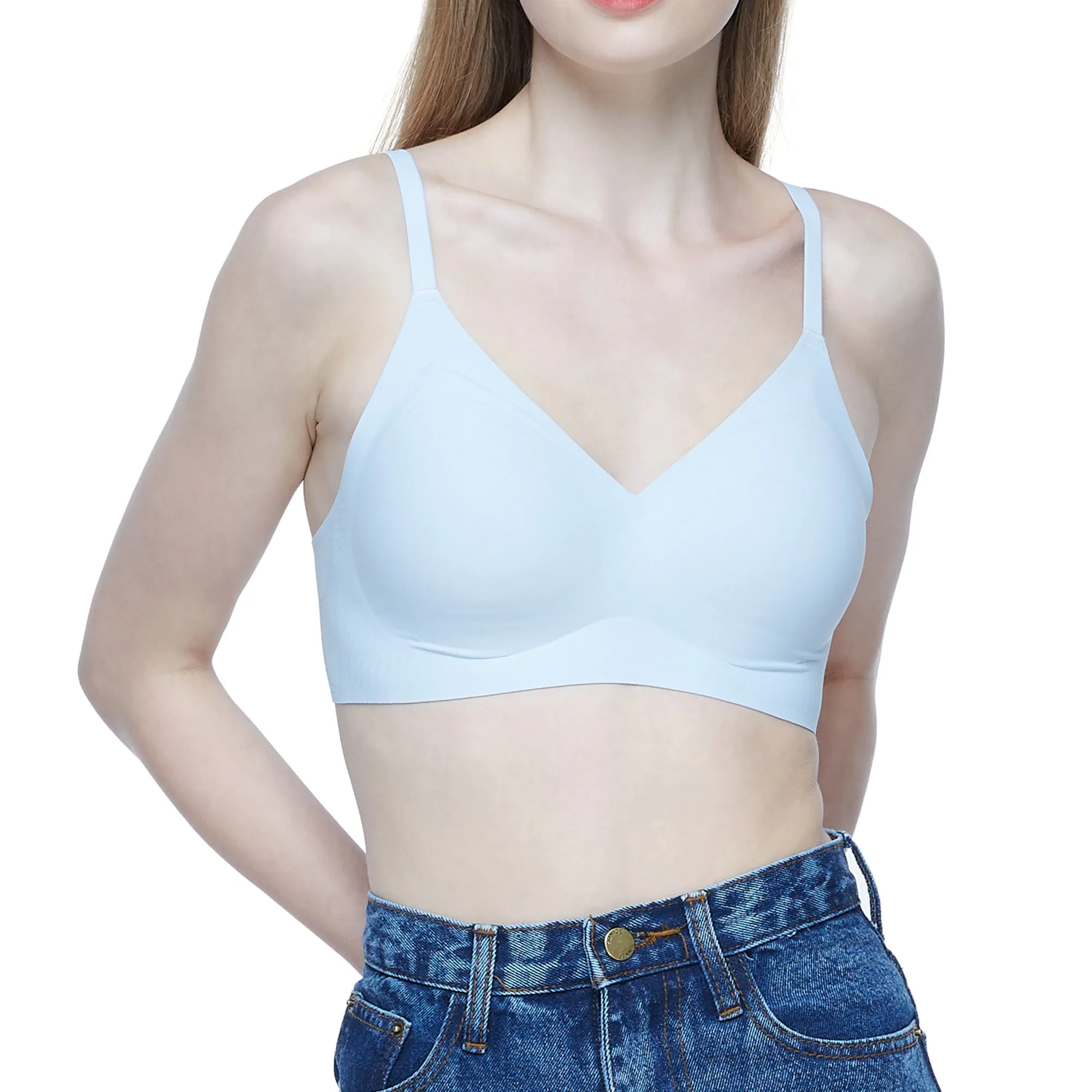 Wacoal Mood Smooth Bra ชุดชั้นในวัยรุ่น บราไร้โครง รุ่น MM1F08 สีฟ้า (SX)