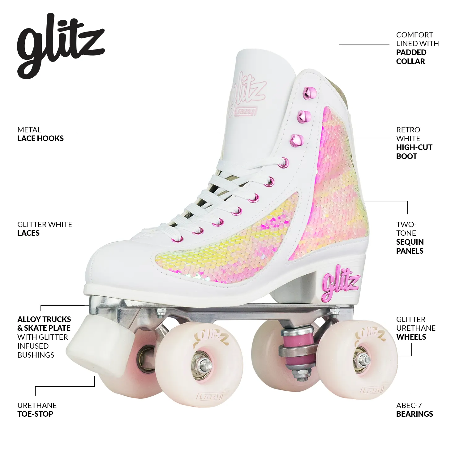 Warehouse Deal | GLITZ - Size Adjustable Mermaid Roller Skates