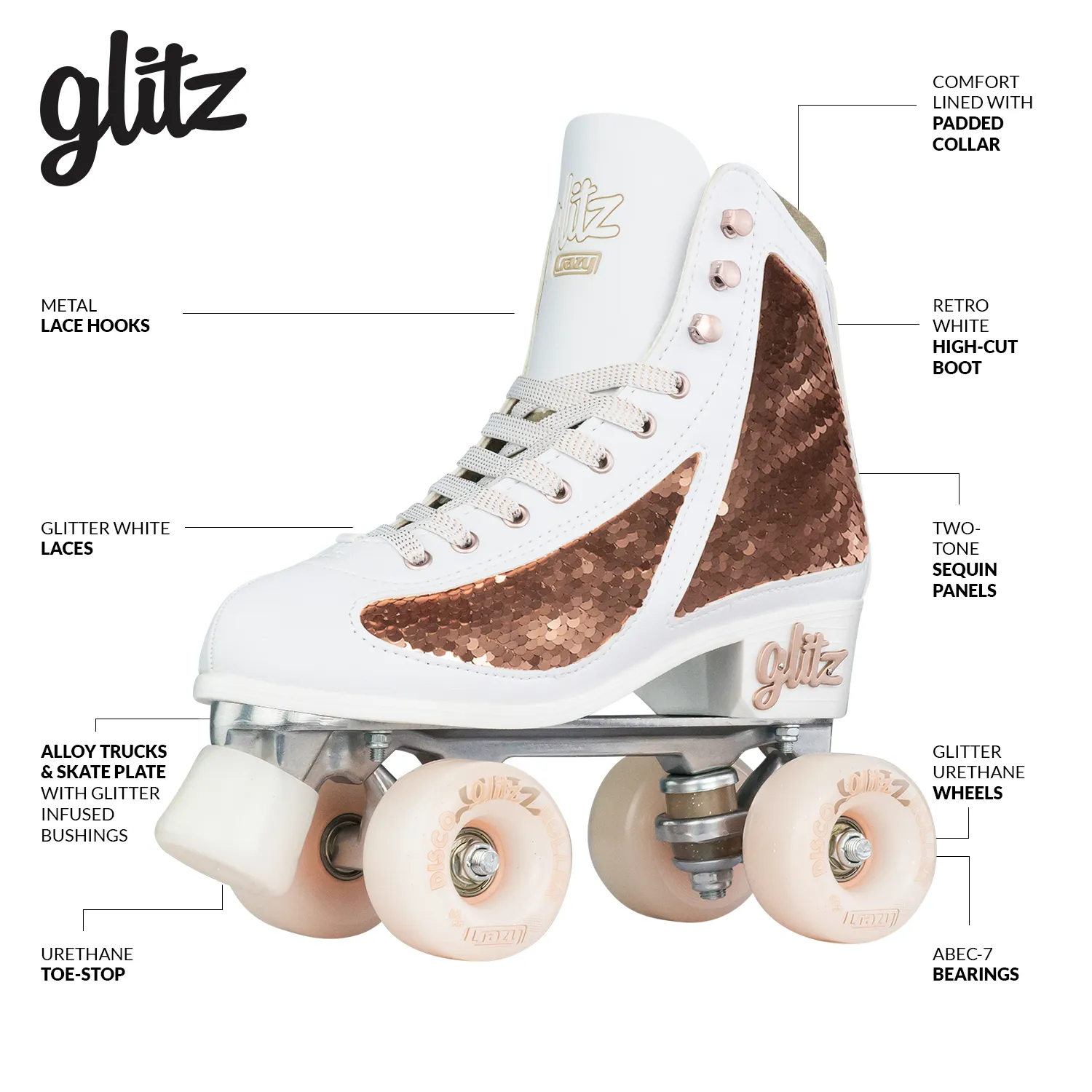 Warehouse Deal | GLITZ - Size Adjustable Mermaid Roller Skates