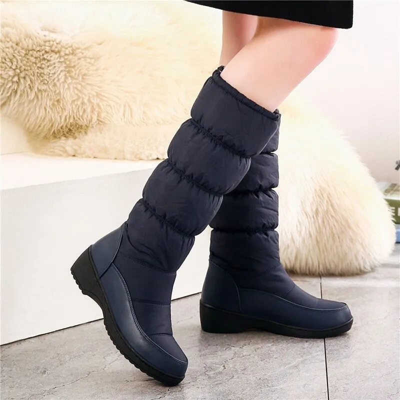 Warm Winter Mid Calf Snow Boots with Thick Fur Plush