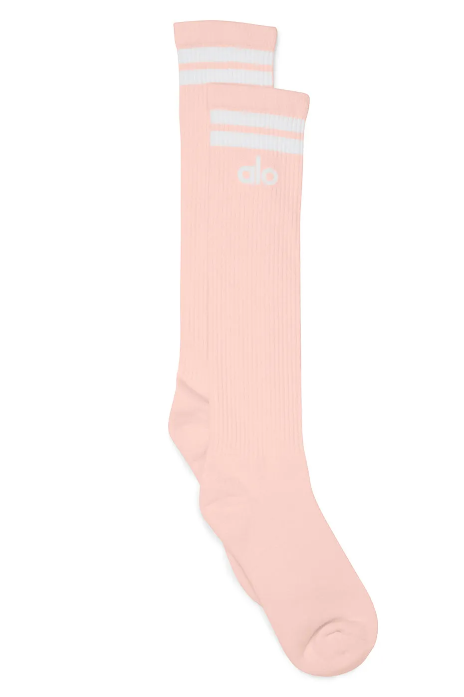 Women's Knee-High Throwback Sock - Powder Pink/White