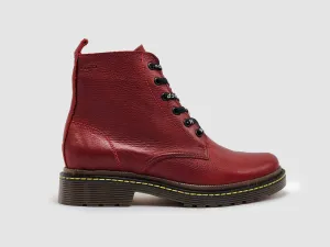 Women's Premium Leather Zip-Up Boots - Red