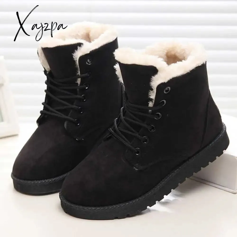 Xajzpa - Women Boots Winter Warm Snow Boots Women Faux Suede Ankle Boots For Female Winter Shoes Botas Mujer Plush Shoes Woman