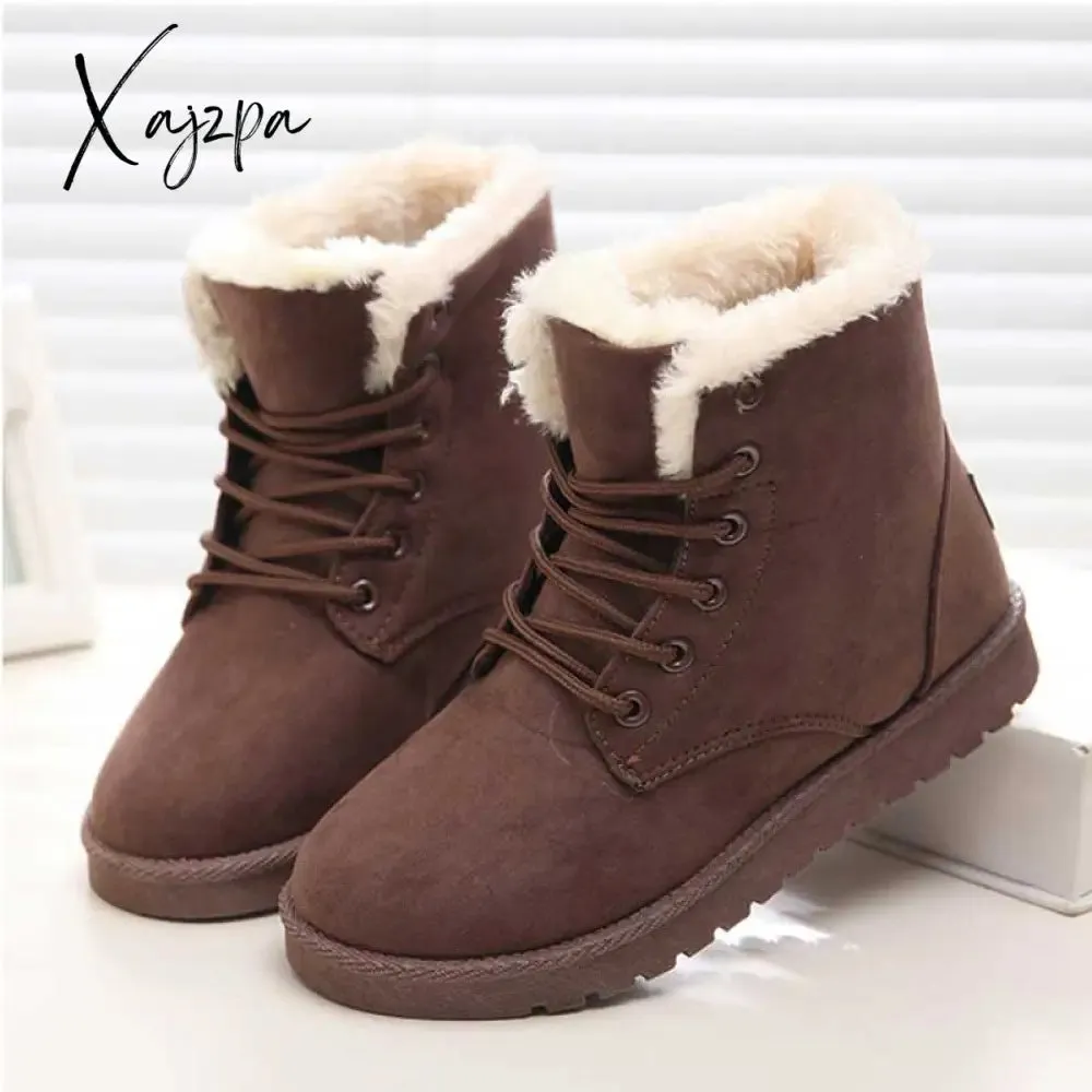 Xajzpa - Women Boots Winter Warm Snow Boots Women Faux Suede Ankle Boots For Female Winter Shoes Botas Mujer Plush Shoes Woman