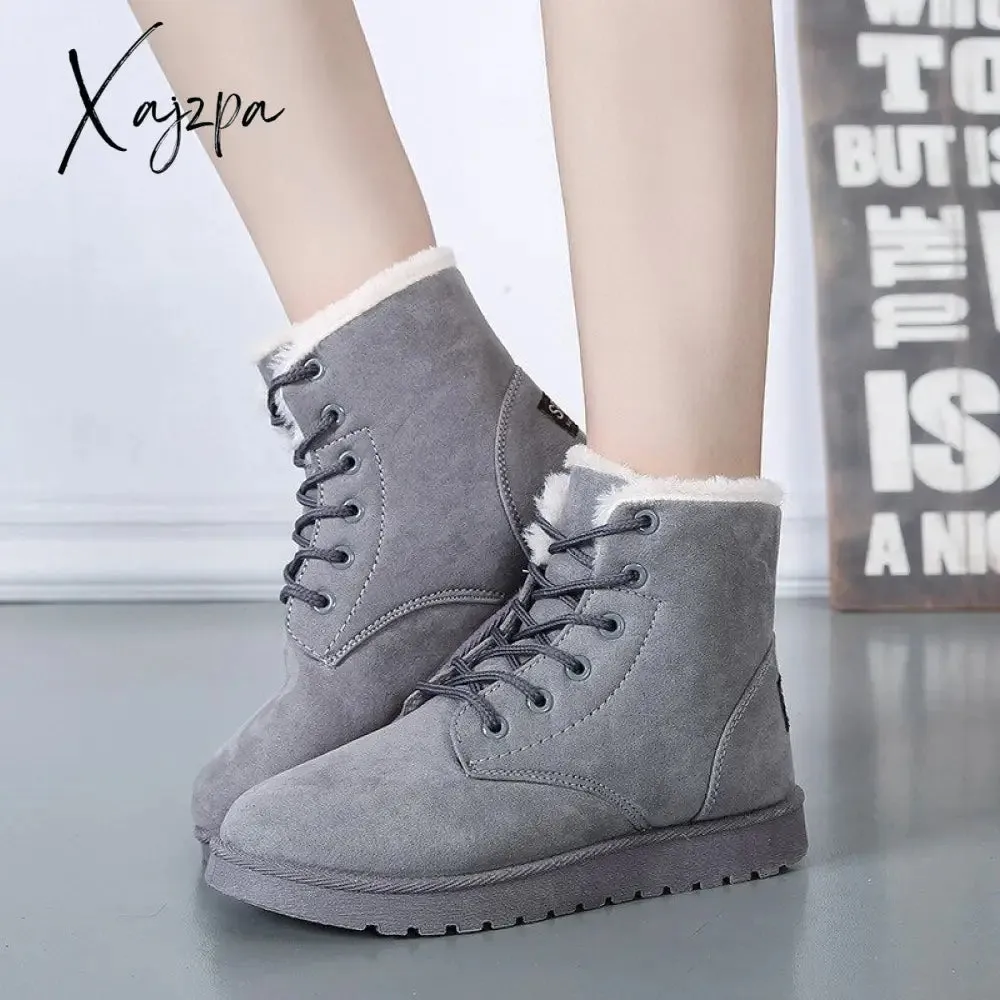 Xajzpa - Women Boots Winter Warm Snow Boots Women Faux Suede Ankle Boots For Female Winter Shoes Botas Mujer Plush Shoes Woman