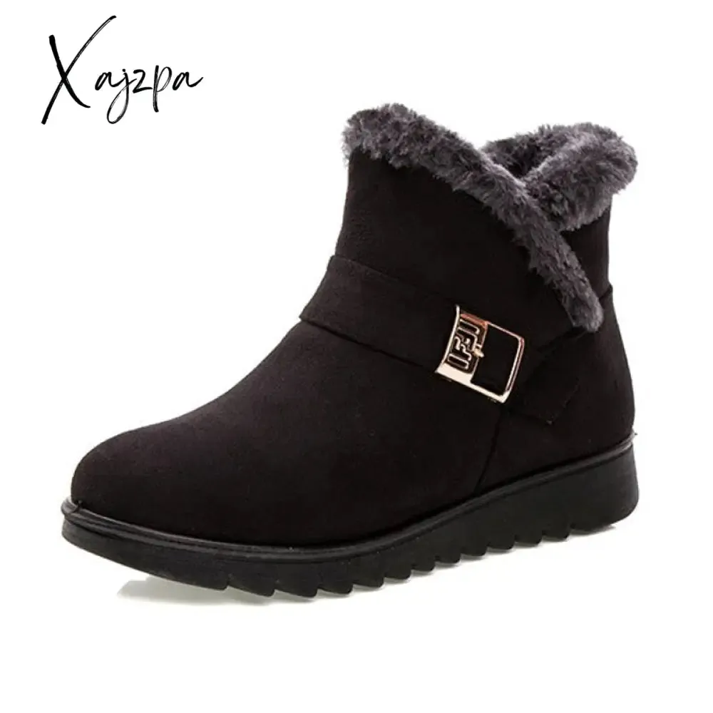 Xajzpa - Women Boots Winter Warm Snow Boots Women Faux Suede Ankle Boots For Female Winter Shoes Botas Mujer Plush Shoes Woman