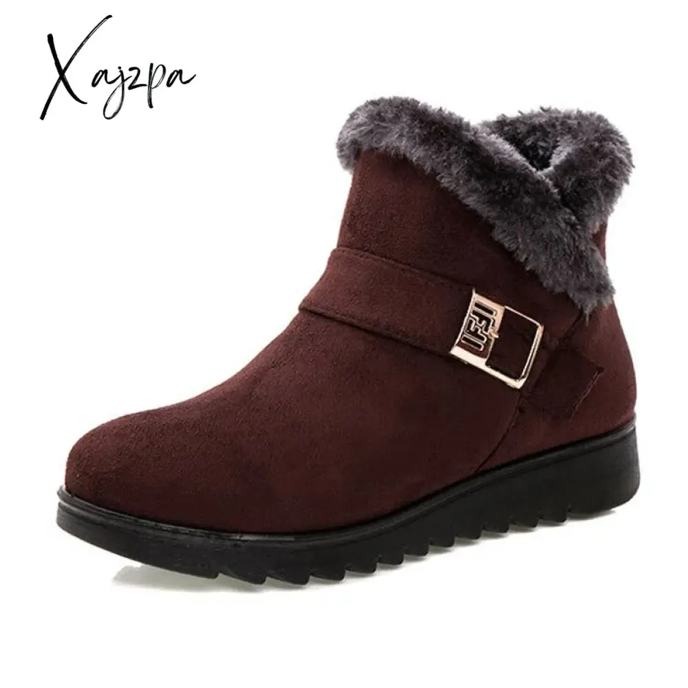 Xajzpa - Women Boots Winter Warm Snow Boots Women Faux Suede Ankle Boots For Female Winter Shoes Botas Mujer Plush Shoes Woman