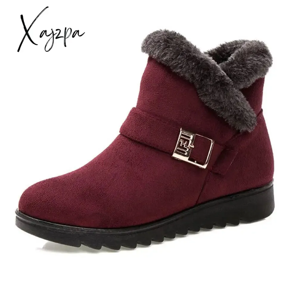 Xajzpa - Women Boots Winter Warm Snow Boots Women Faux Suede Ankle Boots For Female Winter Shoes Botas Mujer Plush Shoes Woman