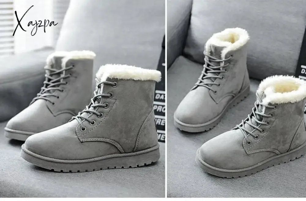 Xajzpa - Women Boots Winter Warm Snow Boots Women Faux Suede Ankle Boots For Female Winter Shoes Botas Mujer Plush Shoes Woman