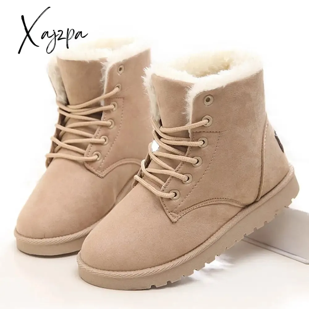 Xajzpa - Women Boots Winter Warm Snow Boots Women Faux Suede Ankle Boots For Female Winter Shoes Botas Mujer Plush Shoes Woman