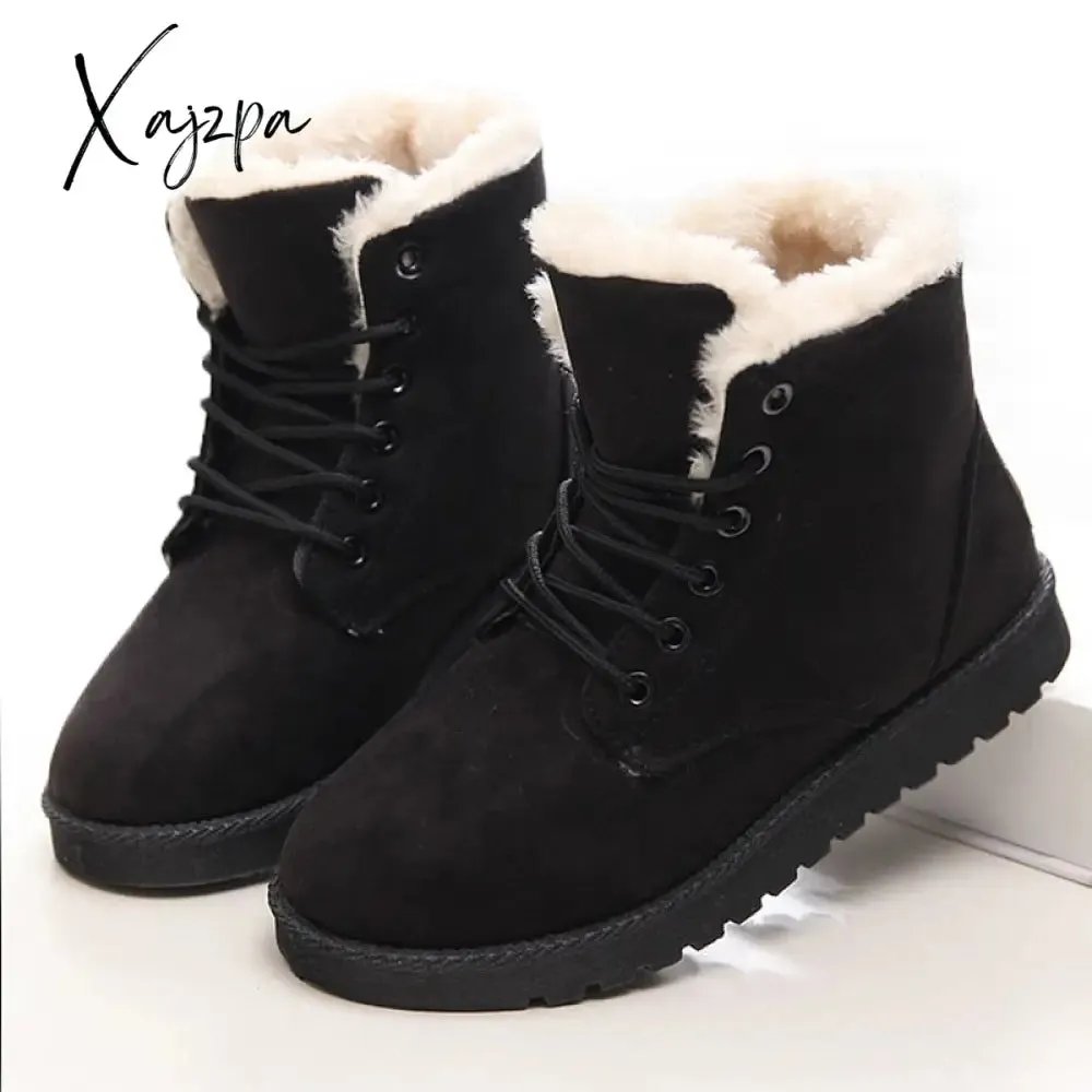 Xajzpa - Women Boots Winter Warm Snow Boots Women Faux Suede Ankle Boots For Female Winter Shoes Botas Mujer Plush Shoes Woman