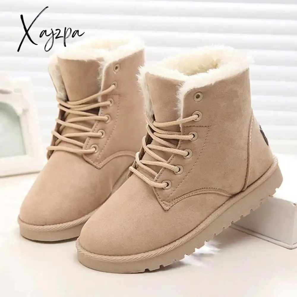 Xajzpa - Women Boots Winter Warm Snow Boots Women Faux Suede Ankle Boots For Female Winter Shoes Botas Mujer Plush Shoes Woman