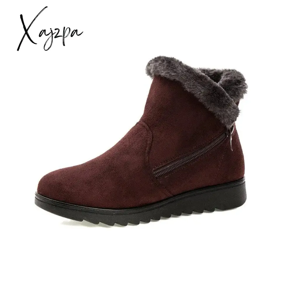 Xajzpa - Women Boots Winter Warm Snow Boots Women Faux Suede Ankle Boots For Female Winter Shoes Botas Mujer Plush Shoes Woman