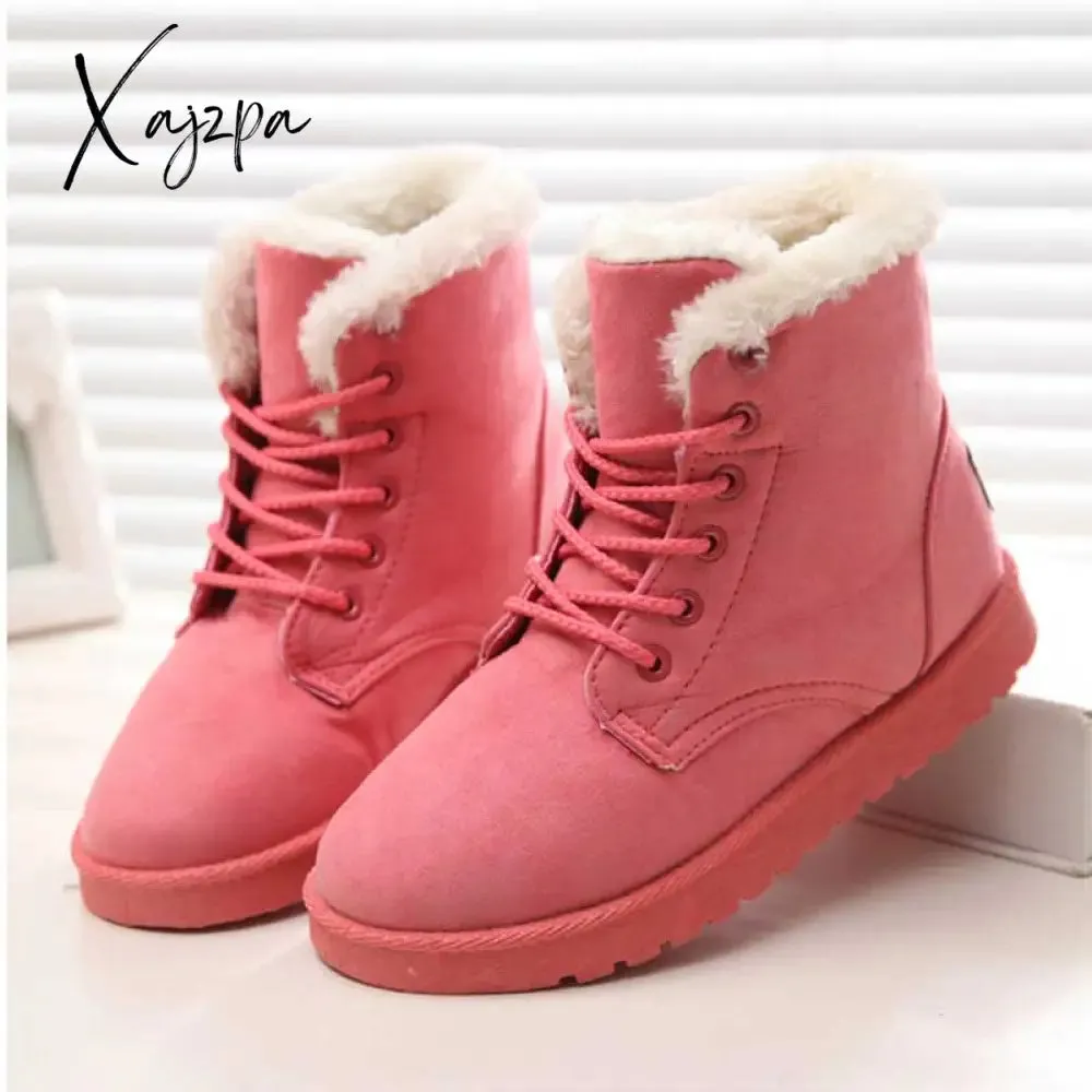 Xajzpa - Women Boots Winter Warm Snow Boots Women Faux Suede Ankle Boots For Female Winter Shoes Botas Mujer Plush Shoes Woman