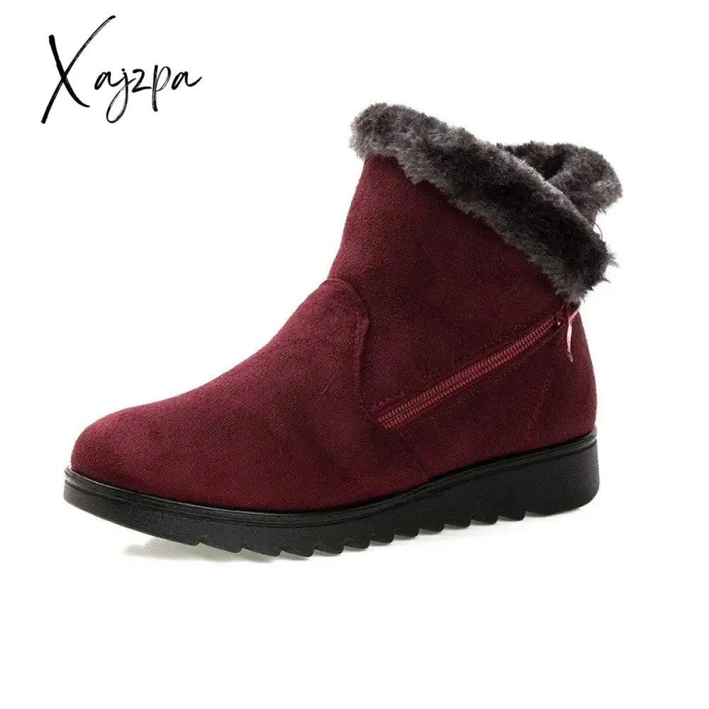 Xajzpa - Women Boots Winter Warm Snow Boots Women Faux Suede Ankle Boots For Female Winter Shoes Botas Mujer Plush Shoes Woman