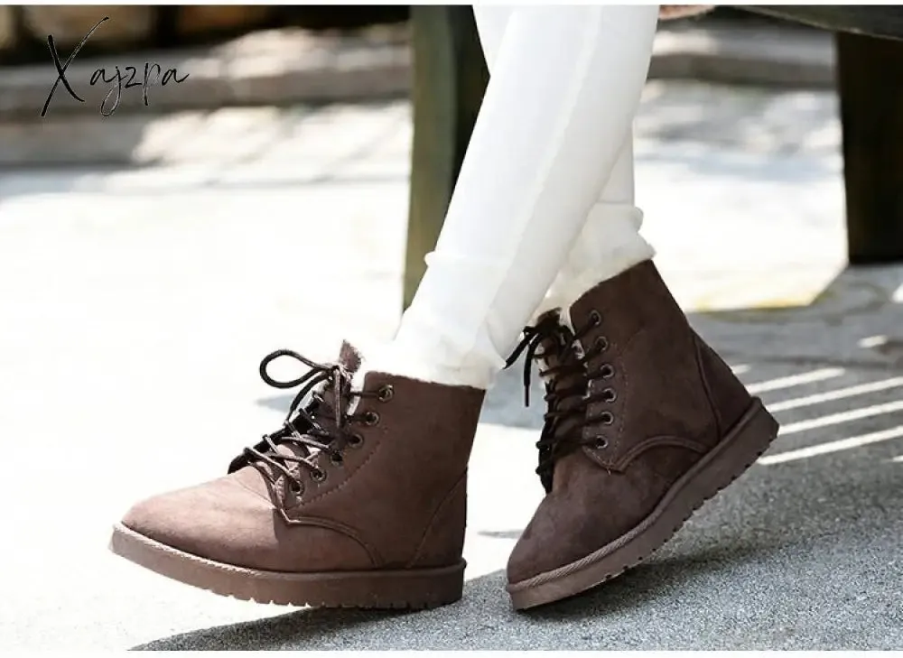 Xajzpa - Women Boots Winter Warm Snow Boots Women Faux Suede Ankle Boots For Female Winter Shoes Botas Mujer Plush Shoes Woman