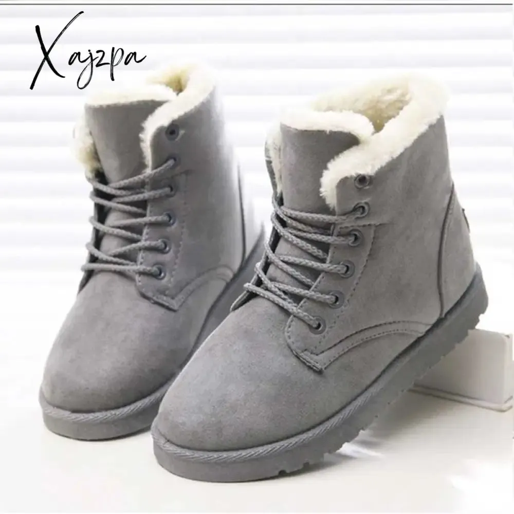 Xajzpa - Women Boots Winter Warm Snow Boots Women Faux Suede Ankle Boots For Female Winter Shoes Botas Mujer Plush Shoes Woman