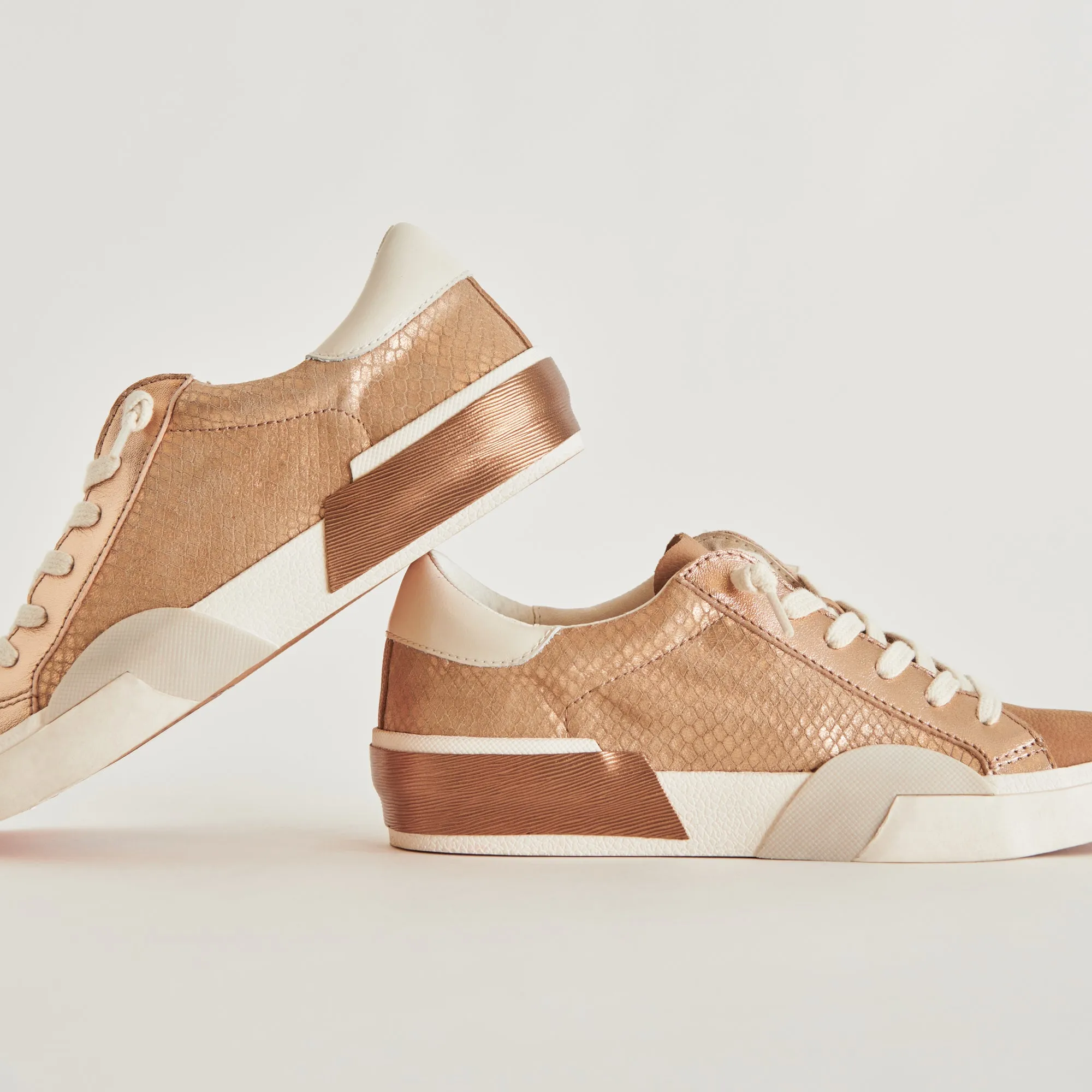 ZINA SNEAKERS BRONZE EMBOSSED LEATHER