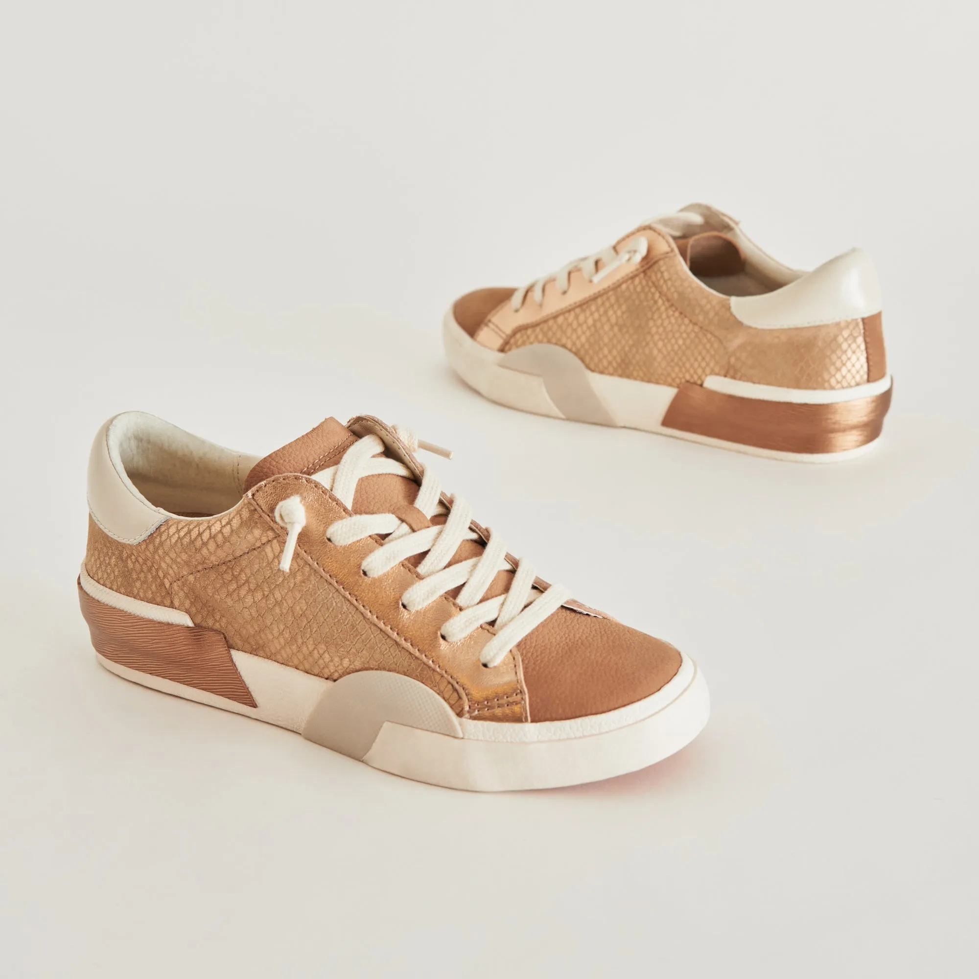 ZINA SNEAKERS BRONZE EMBOSSED LEATHER